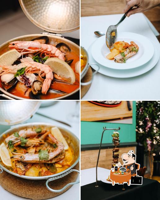Cataplana seafood dishes and an espetada skewer